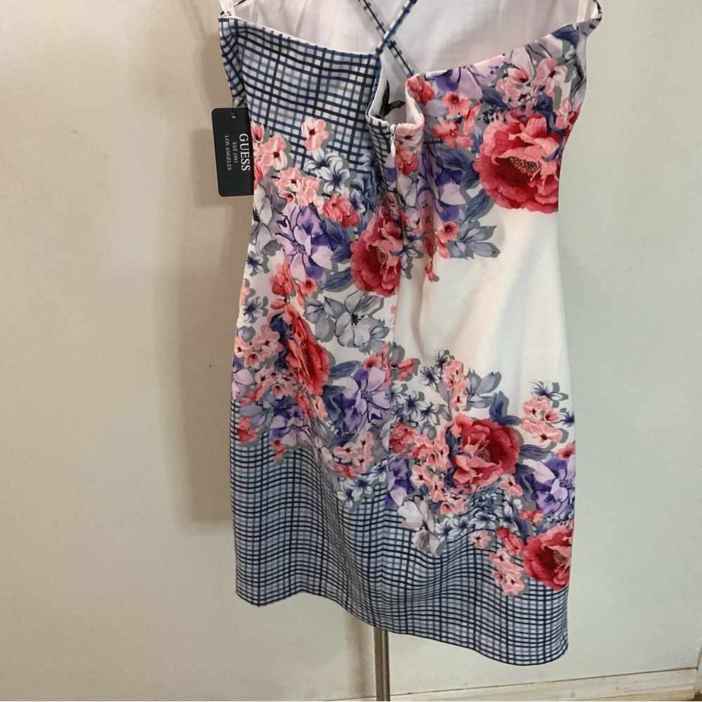 Guess Floral Checkered Mini Dress Size 12 NWT - Picture 10 of 13